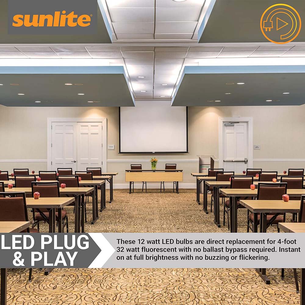 25Pk - Sunlite 11w LED T8  48-in G13 Bi-Pin Base 4000K Plug & Play Light Tube
