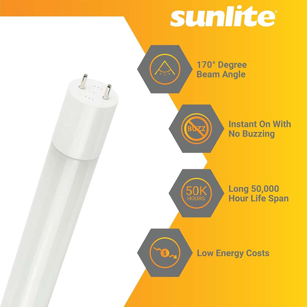 25Pk - Sunlite 14w LED T8 48-in G13 Bi-Pin Base 3500K Plug & Play light Tube