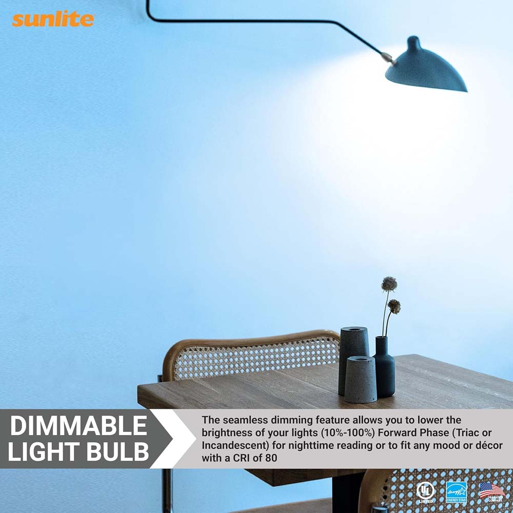 Sunlite 6w A19 LED 480Lm 120v Dimmable E26 Base 6500K Daylight Bulb - 40w equiv