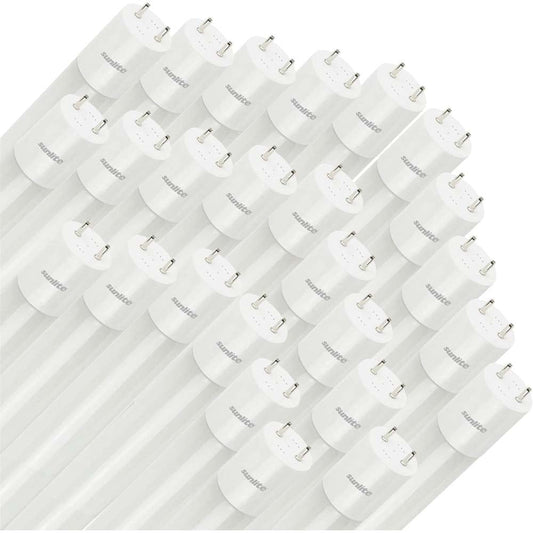 25Pk - Sunlite 17w LED T8 Light Tube 48-in G13 Base Frosted 3000K Ballast Bypass