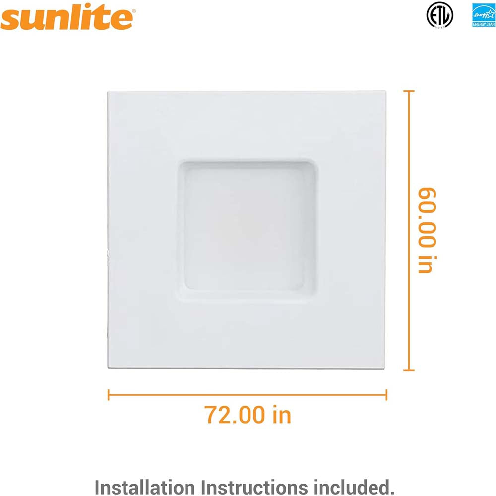 Sunlite 5-6-in 14w LED Square Retrofit Downlight Fixture CCT Selectable Dimmable