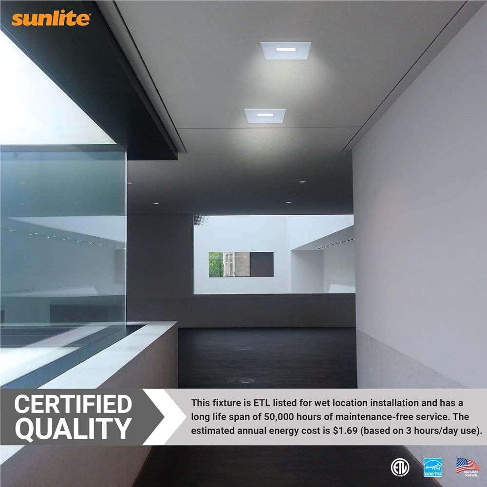 Sunlite 5-6-in 14w LED Square Retrofit Downlight Fixture CCT Selectable Dimmable