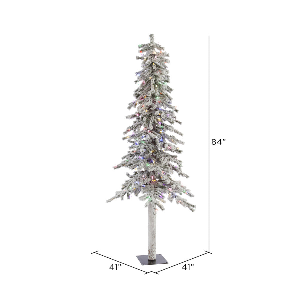 Vickerman 7ft.Alpine Artificial Christmas Tree Multi-Colored LED lights