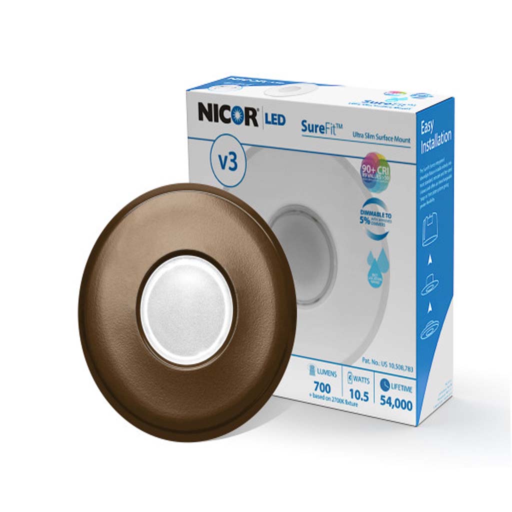 Nicor LED Flush Mount Ceiling Light 3000K with Round Oil-Rubbed Bronze Trim