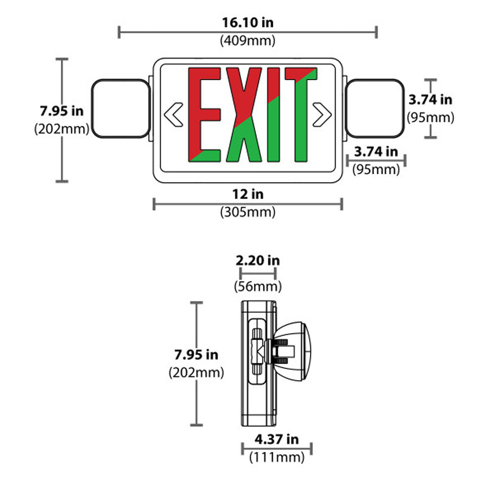 NICOR LED Emergency Exit Sign Color Combo With Remote