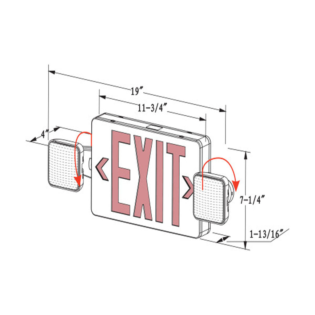 Nicor ECL3 Self-Diagnostic LED Emergency Exit Sign Combo Red Lettering