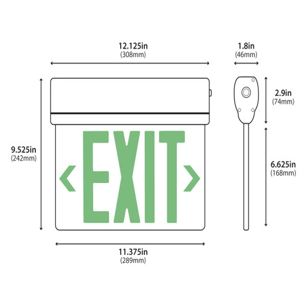 Nicor EXL220 Edge-Lit LED Emergency Exit Sign Mirrored with Red Lettering