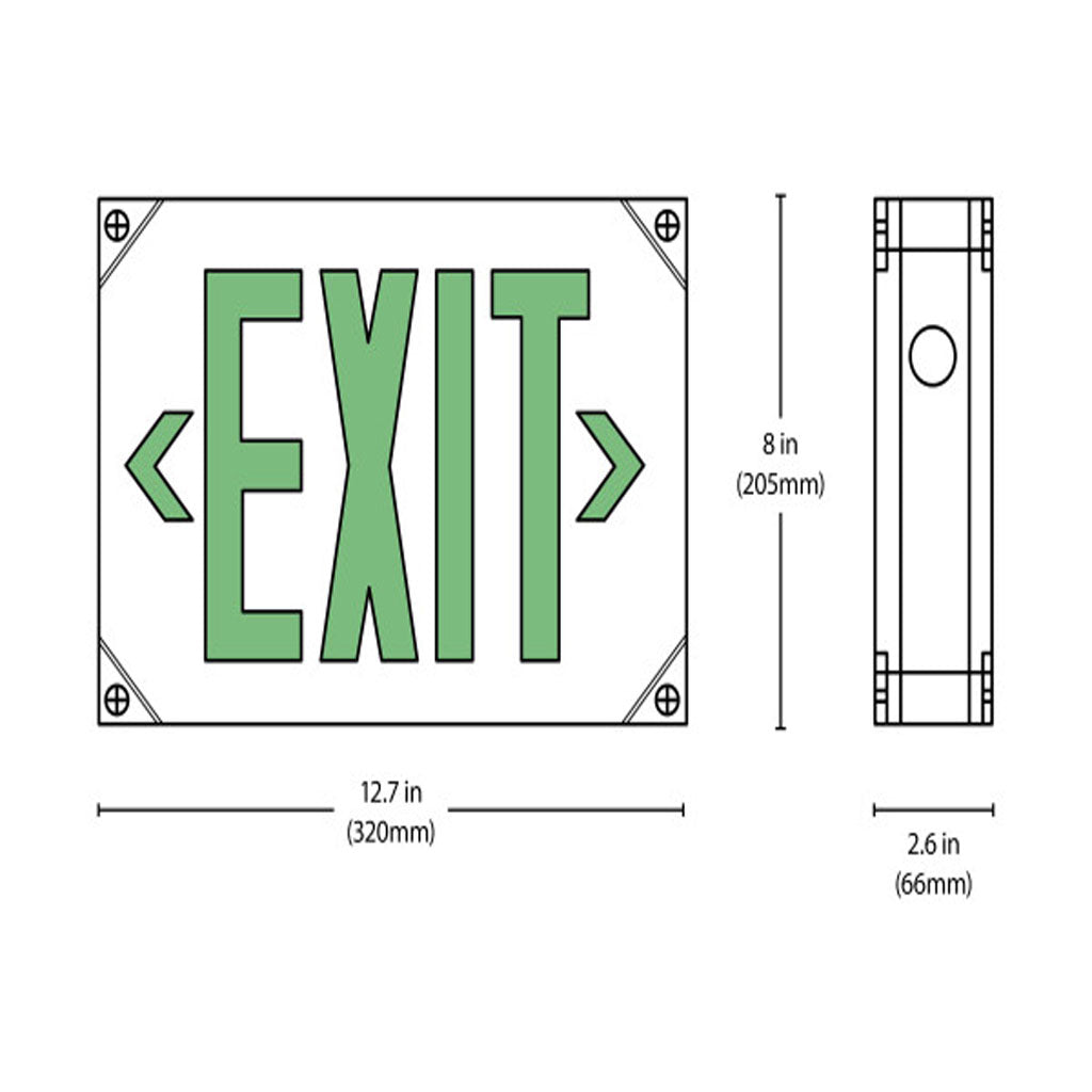 Nicor EXL5 Series LED Outdoor Emergency Exit Sign Green Lettering