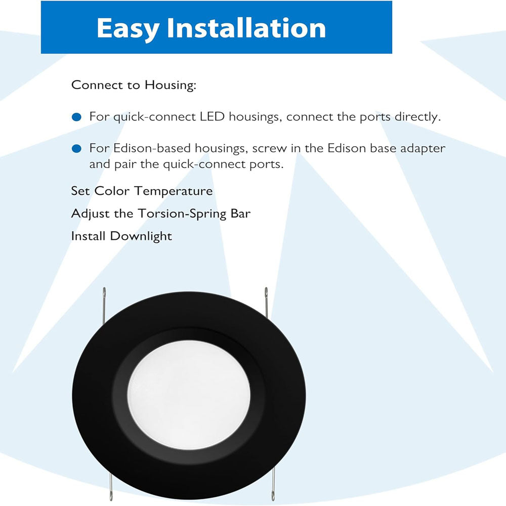 12Pk - NICOR Black 5-in & 6-in Recessed LED Ceiling Light