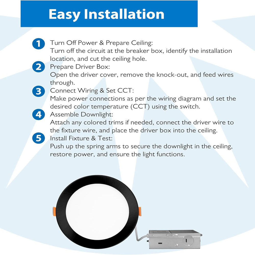 12PK - NICOR 6-in Black LED Canless Recessed Downlight