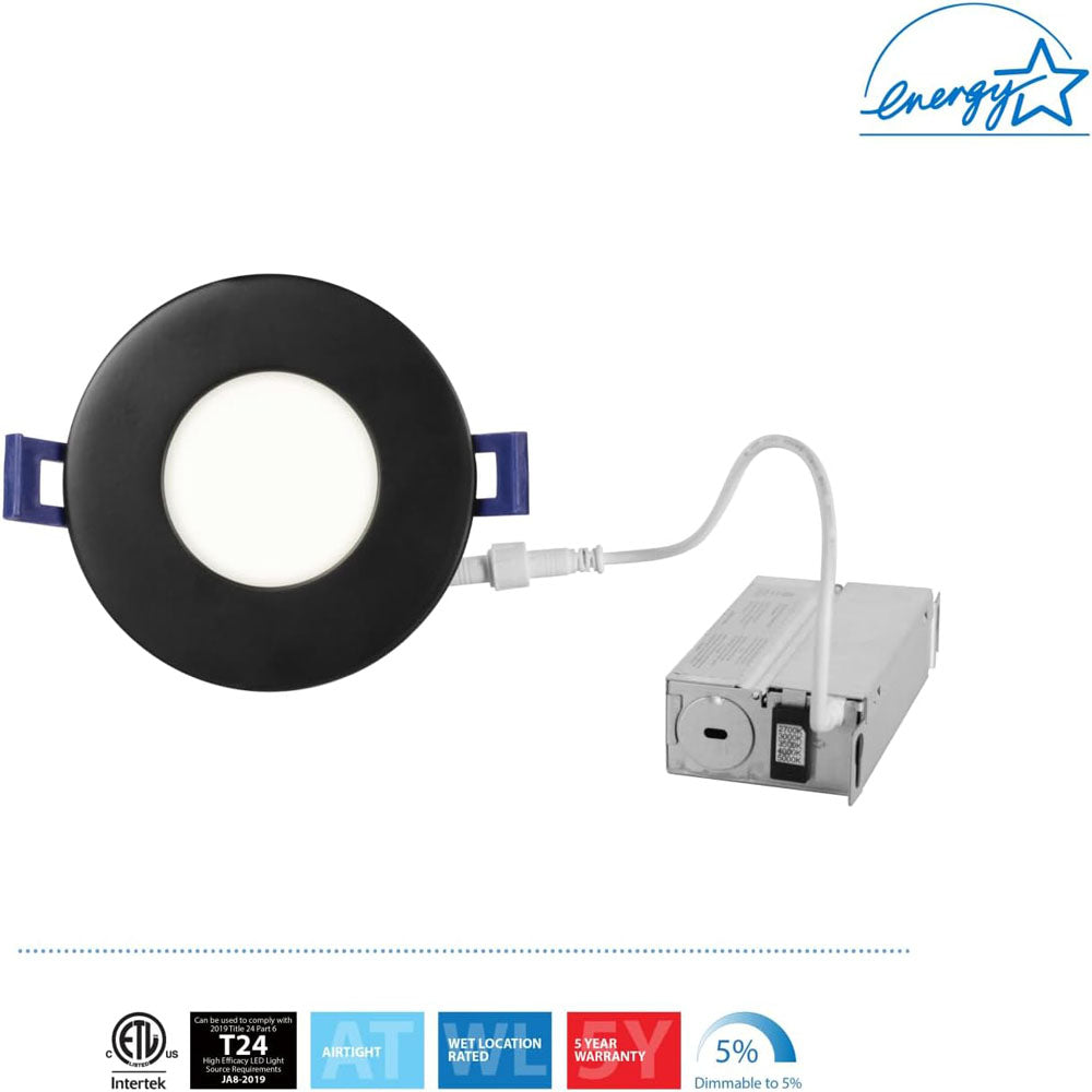 NICOR 3-in 8w Black LED Downlight Kit CCT Selectable