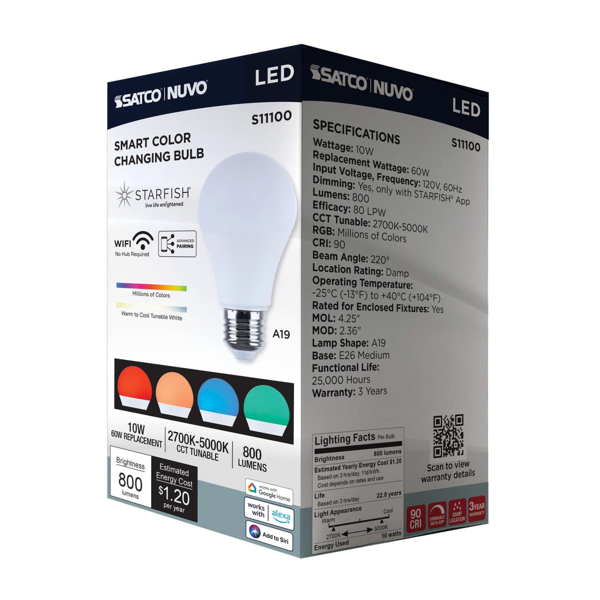 Satco A19 10W LED RGBTW Star Fish 120v