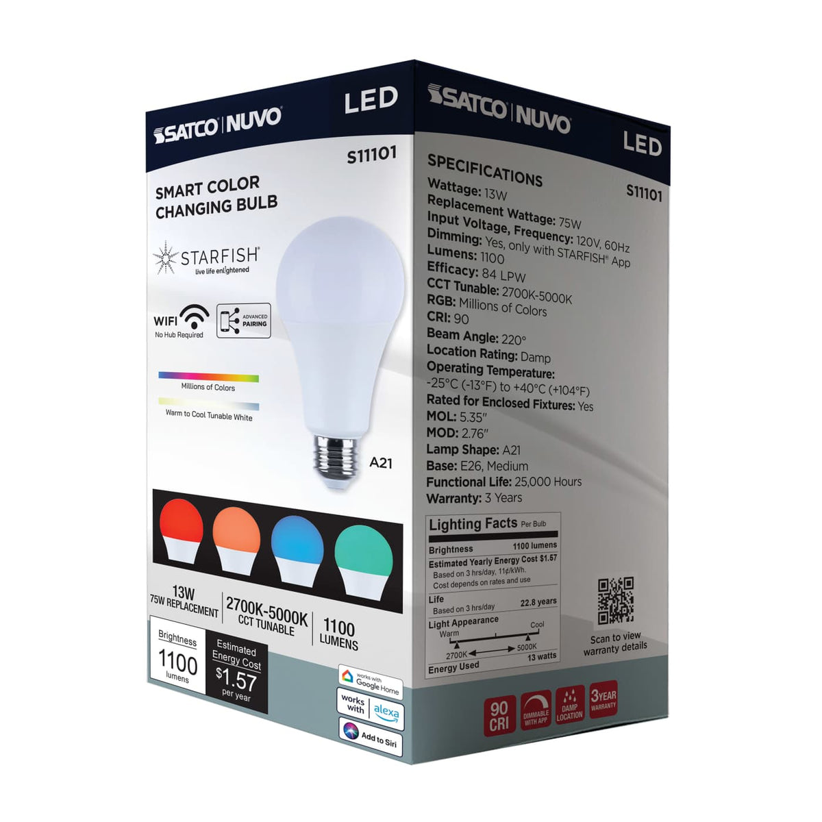 Satco A21 13W LED RGBTW Star Fish 120v