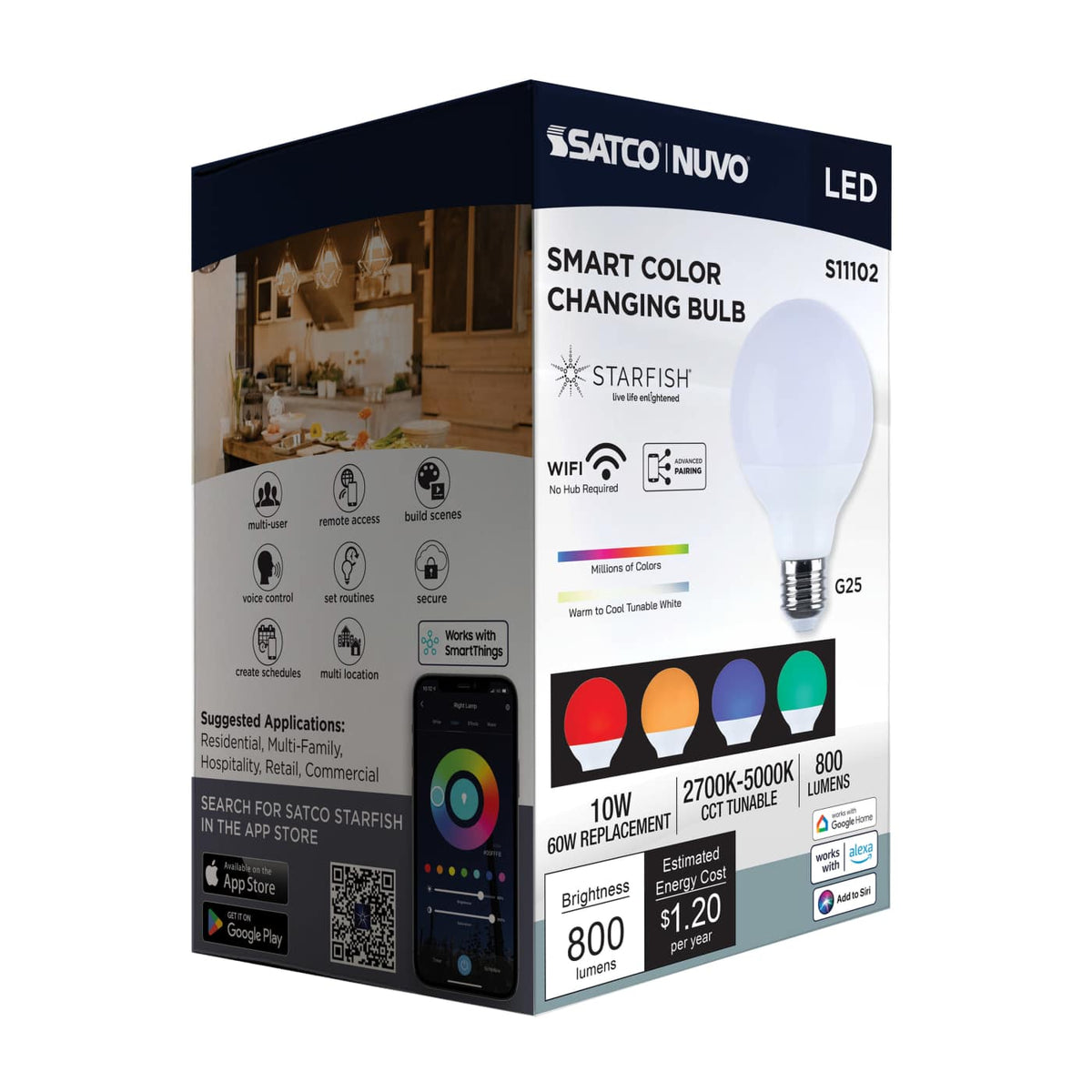 Satco G25 10W LED RGBTW Star Fish 120v