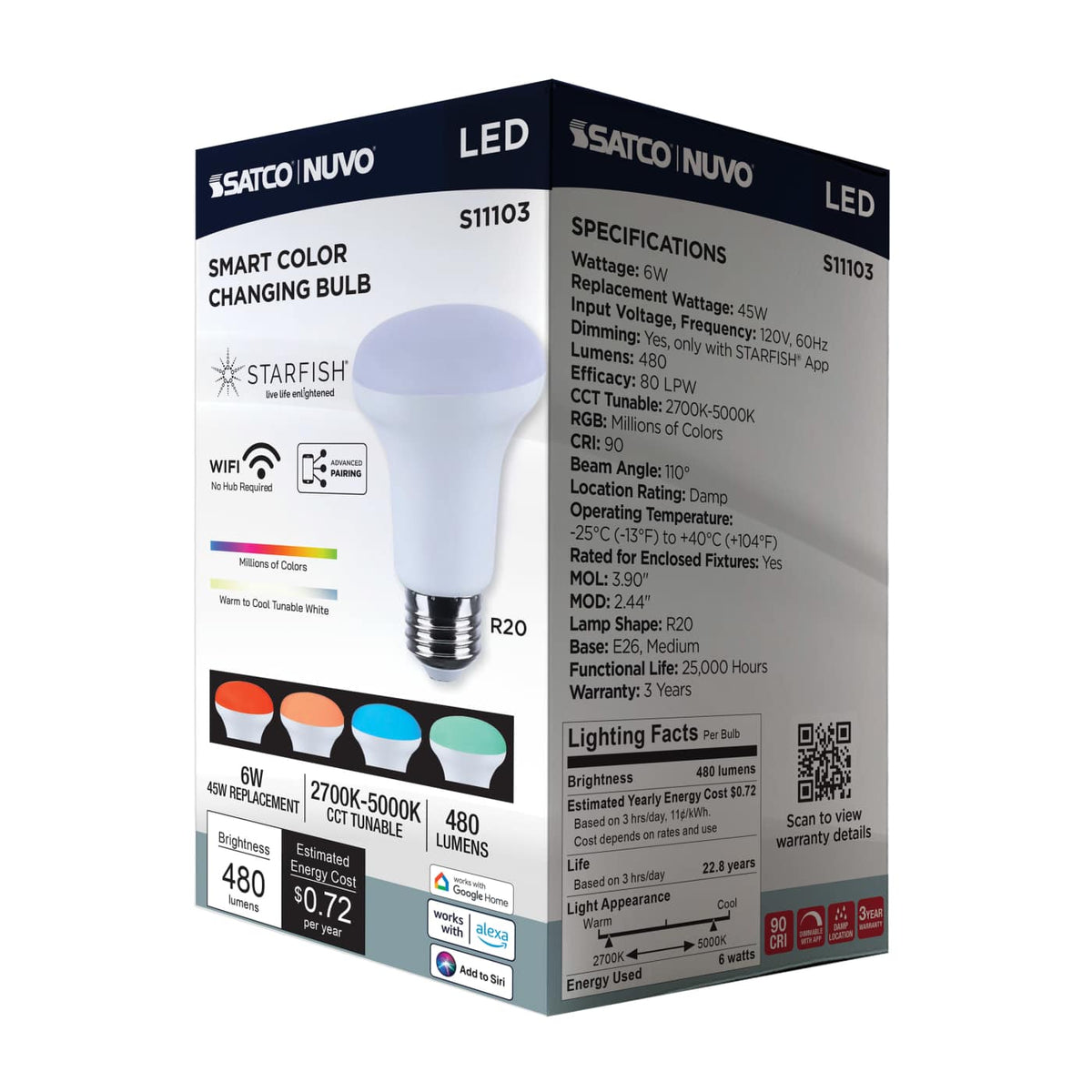 Satco R20 6W LED RGBTW Star Fish 120v