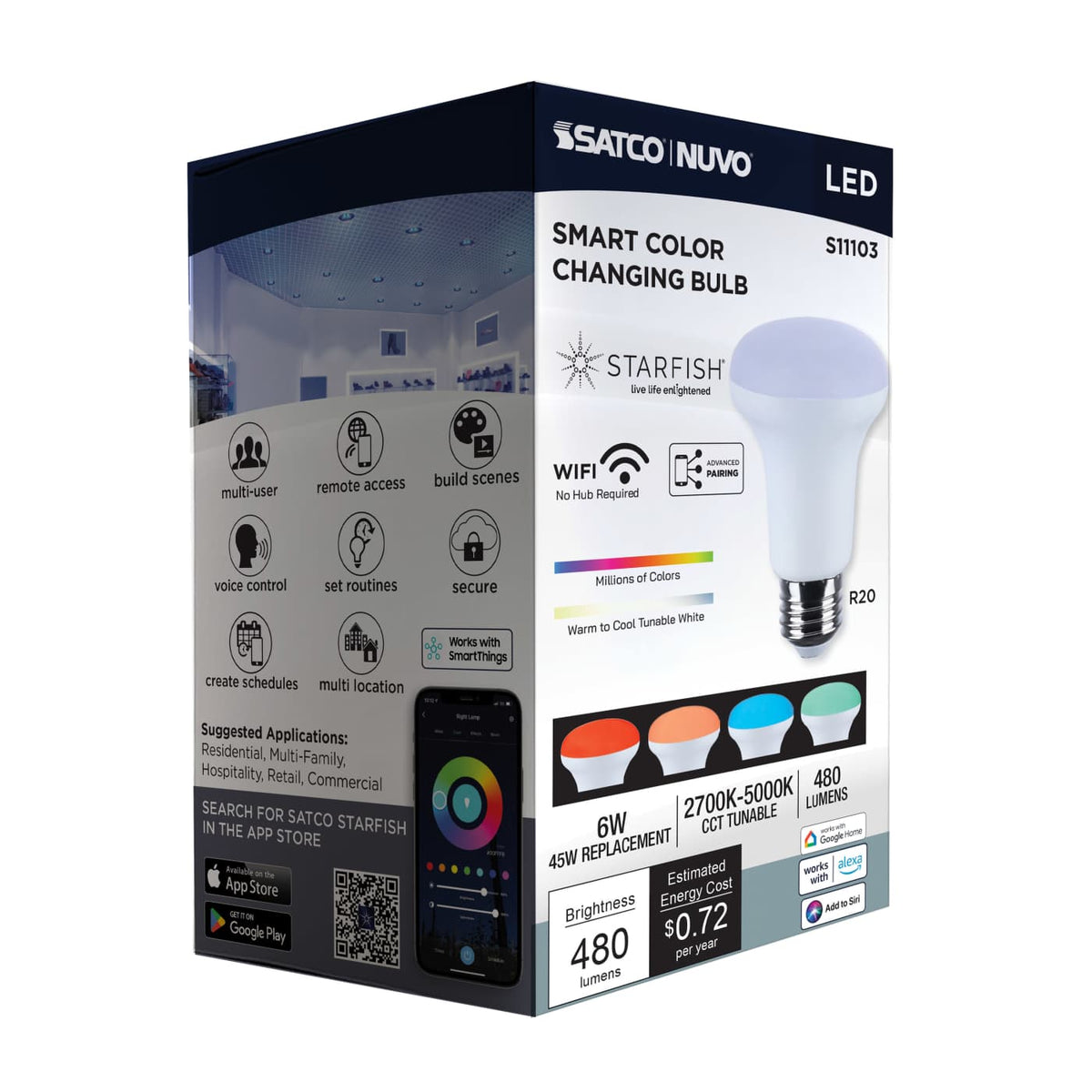 Satco R20 6W LED RGBTW Star Fish 120v