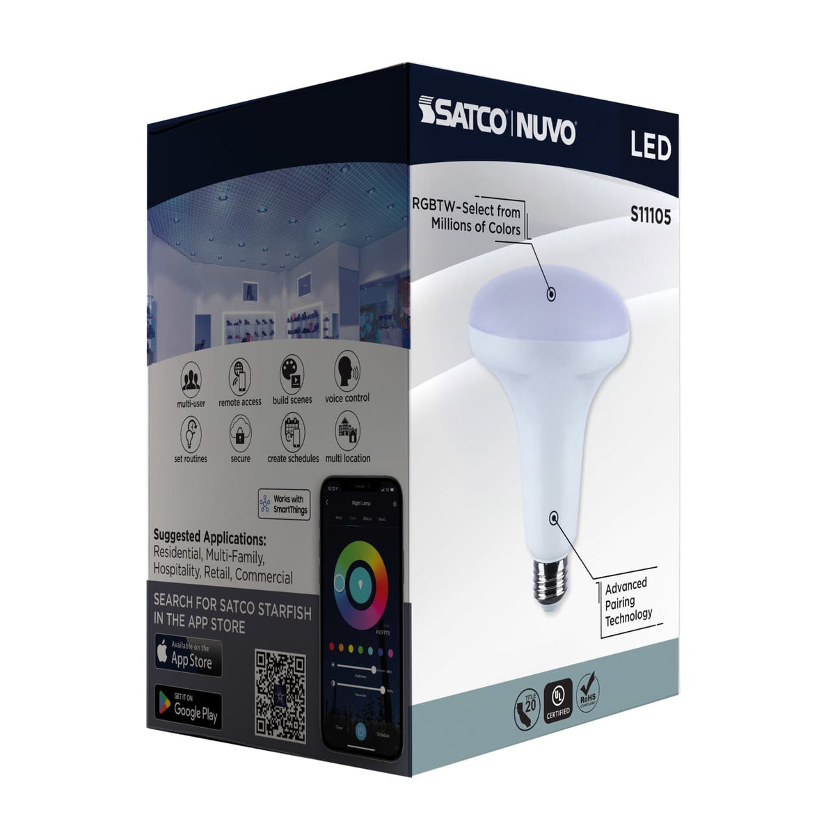 Satco BR40 12W LED RGBTW Star Fish 120v