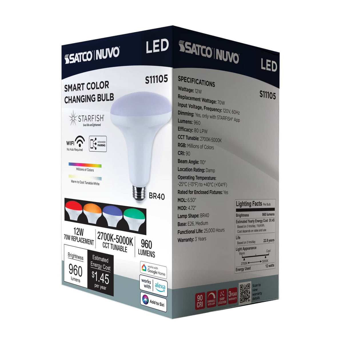 Satco BR40 12W LED RGBTW Star Fish 120v