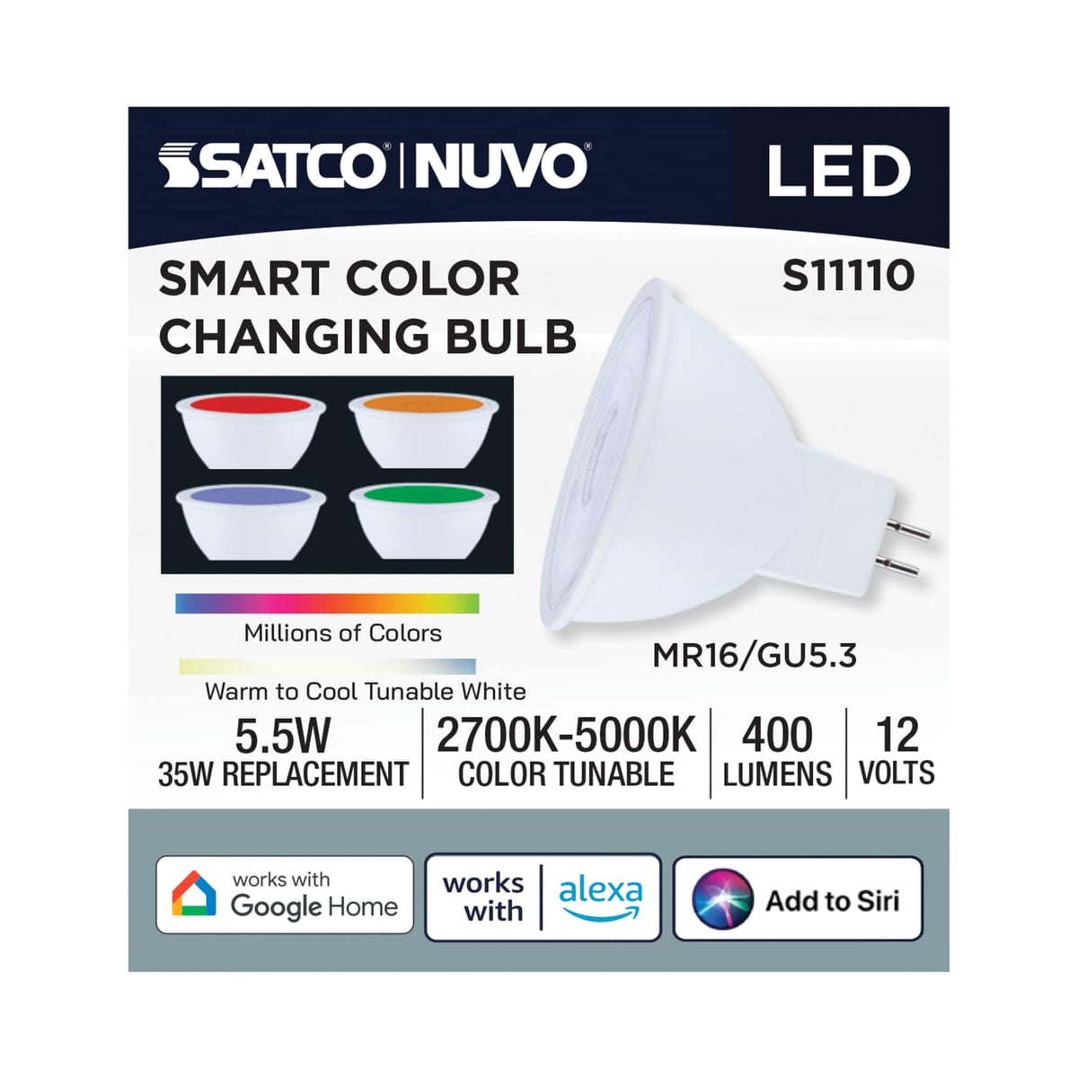 Satco MR 16 5.5W LED RGBTW Gu5.3 Star Fish 12v