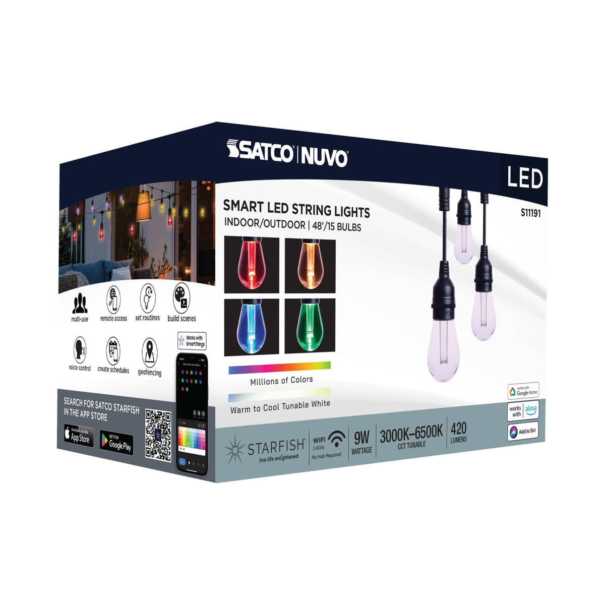 Satco 48-ft LED Sl S14 Starfish RGBTW 120V