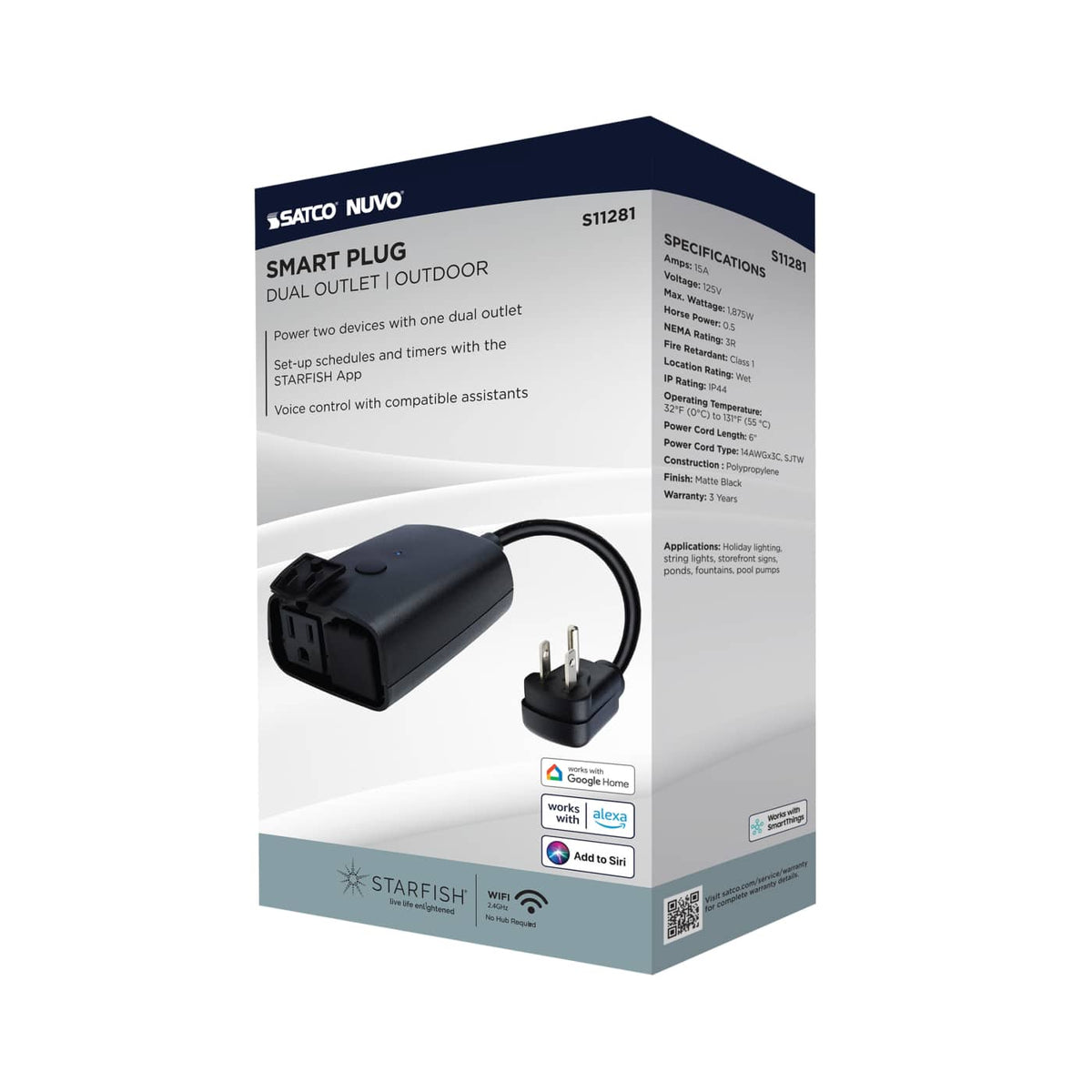 Satco 15A Smart Outdoor Dual Plug