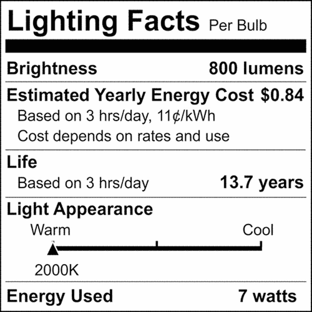 Satco 7w H19 LED 2000K Warm White CCT E26 Medium Base Satin Spun Finish 120v