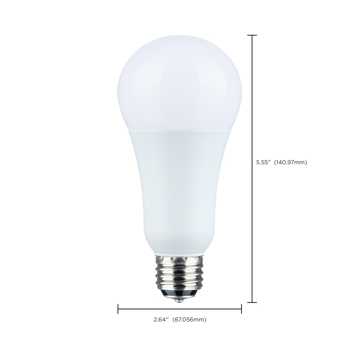 Satco A21 LED 3-Way Lamp Wattage Tunable 2700K E26d Double Contact Base 120v
