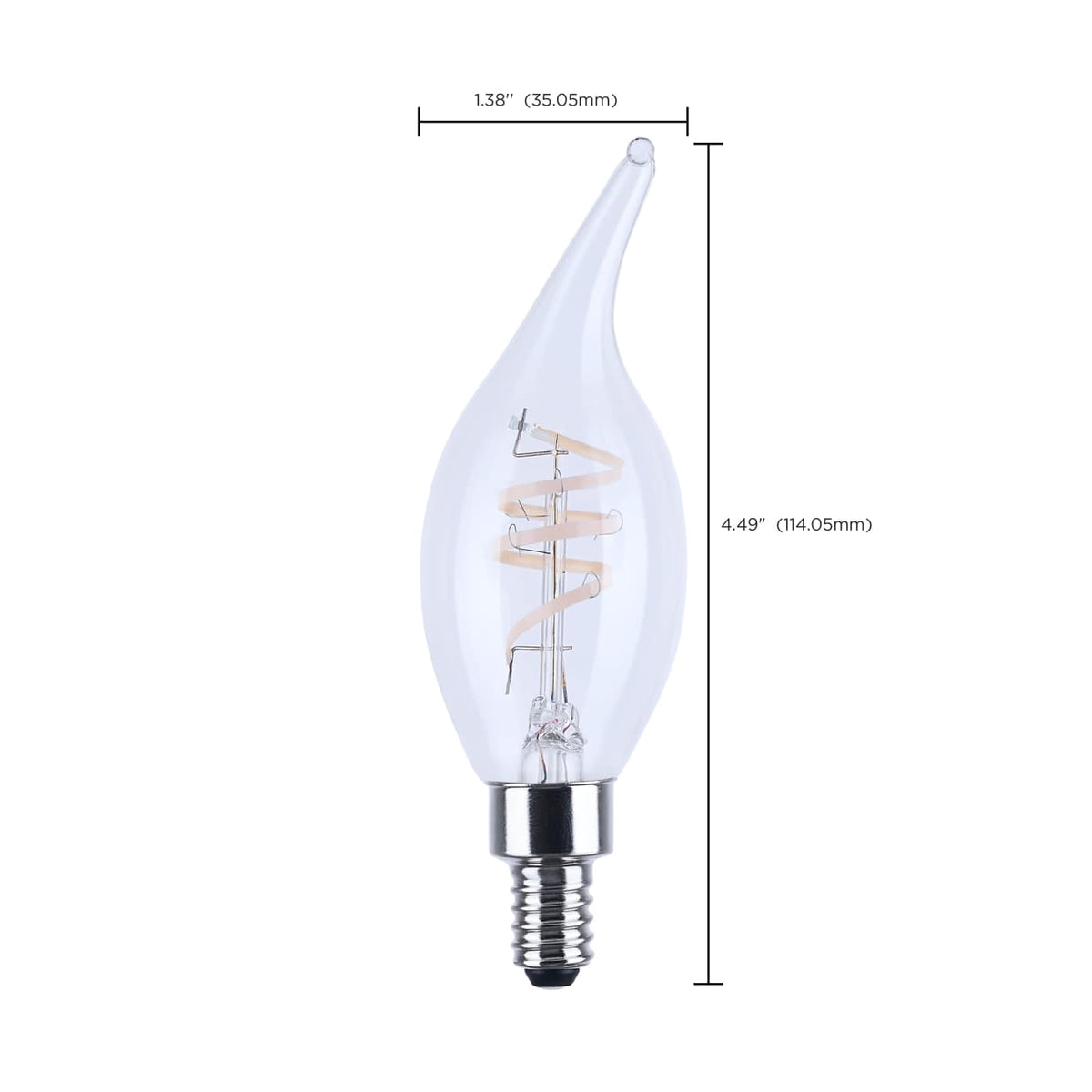Satco 4w CA11 LED Reminiscent Flex Gray Coil Filament E12 3000K 120v Bulb