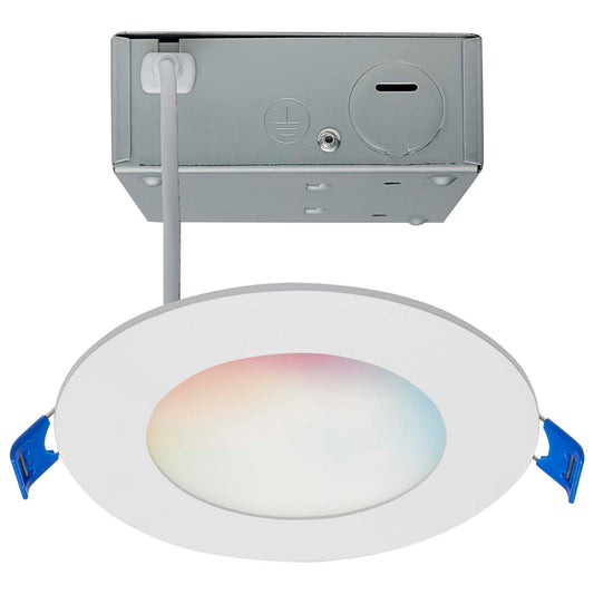 Satco 4-in 9W LED Direct Wire RGBTW Round White Finish