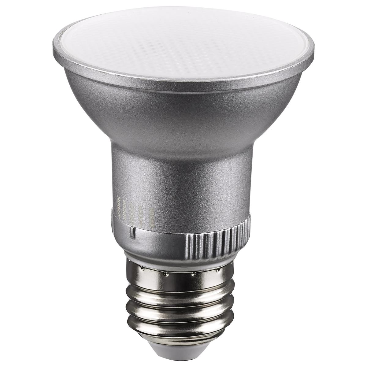 Satco 5.5w PAR20 LED E26 Base 25deg 120v CCT Selectable Silver Finish Bulb