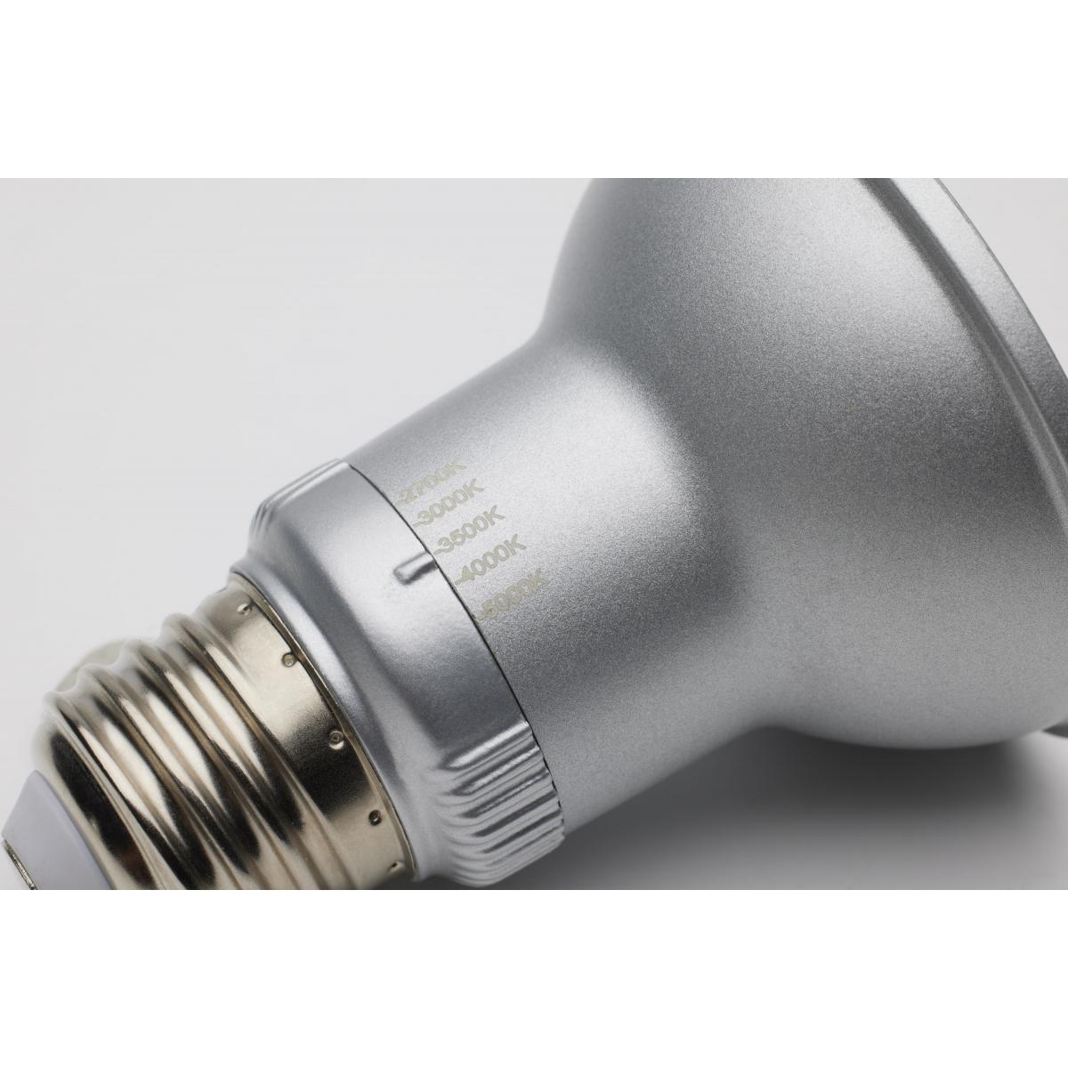 Satco 5.5w PAR20 LED E26 Base 25deg 120v CCT Selectable Silver Finish Bulb
