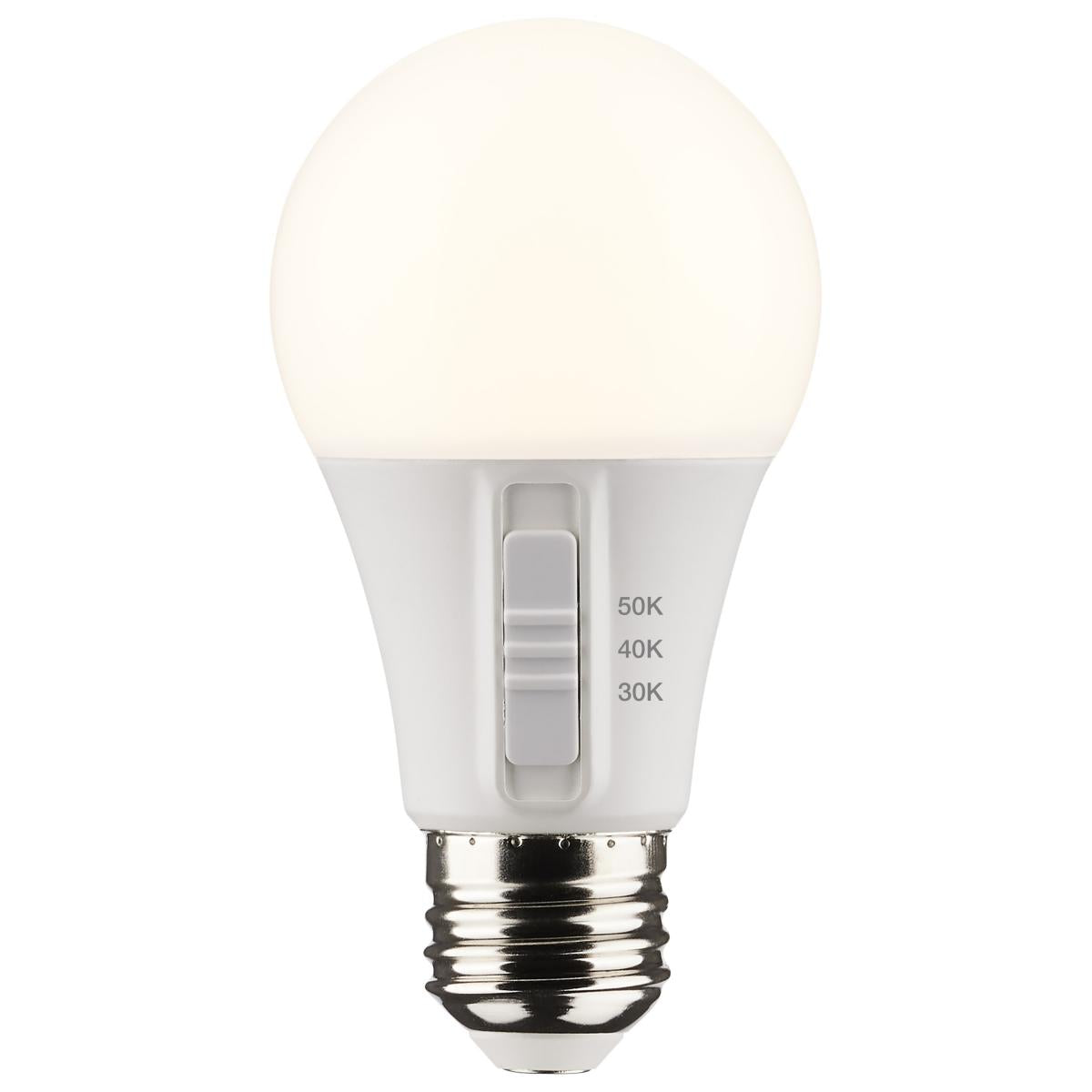 Satco 9w A19 LED 120v CCT Selectable 90 CRI White Finish Bulb