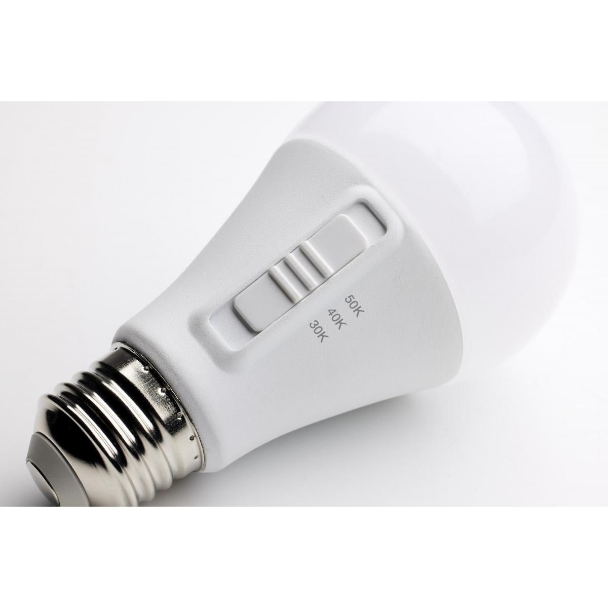 4Pk - Satco 12w A19 LED 120v CCT Selectable 90 CRI White Finish Bulb