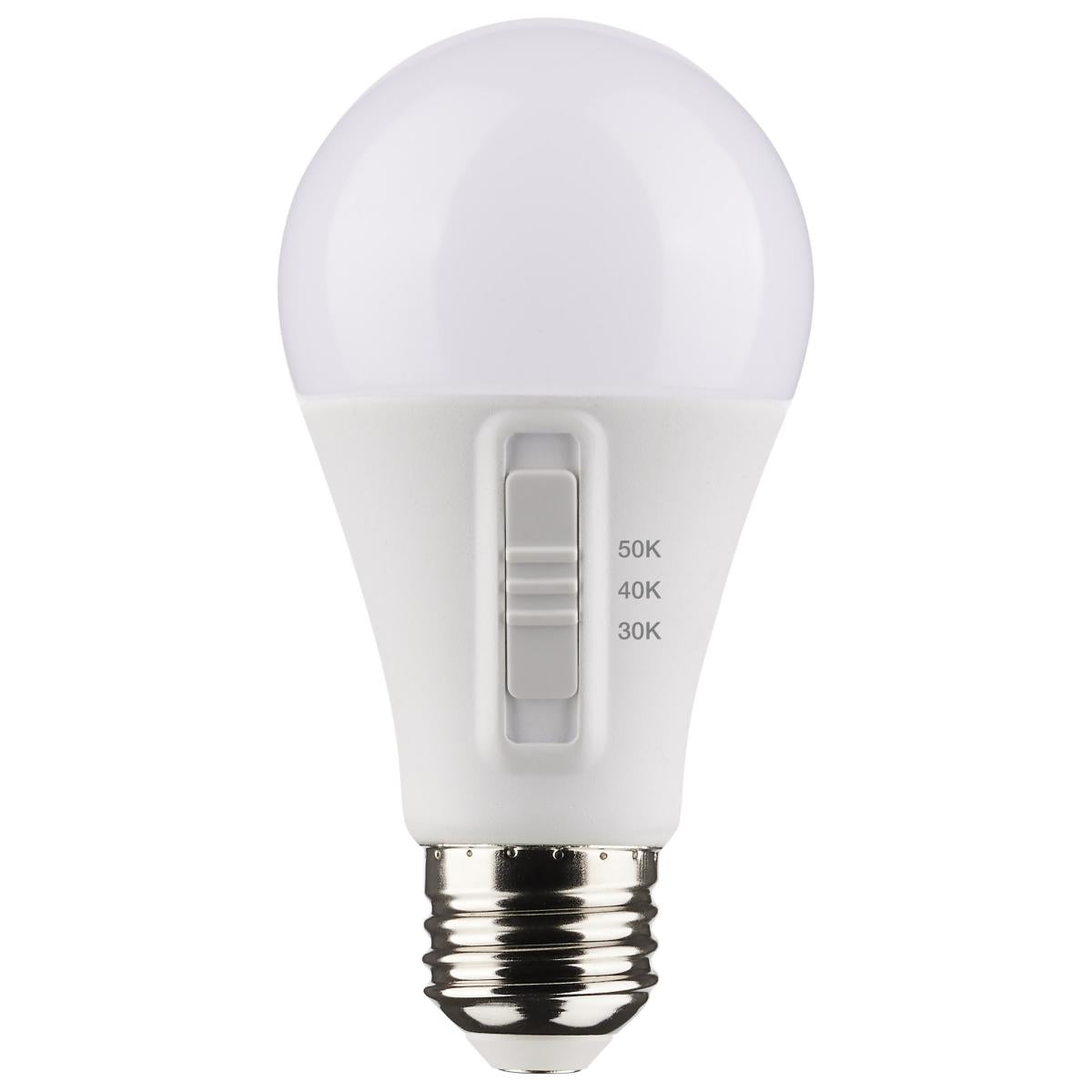 4Pk - Satco 14w A19 LED 120v CCT Selectable 90 CRI White Finish Bulb