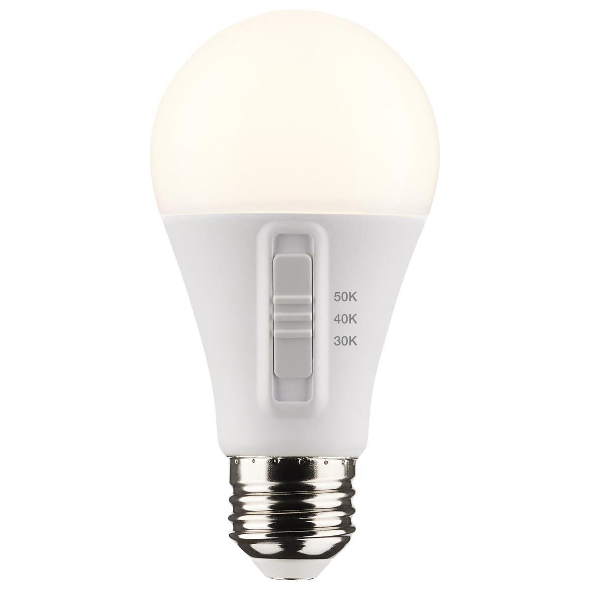 4Pk - Satco 14w A19 LED 120v CCT Selectable 90 CRI White Finish Bulb