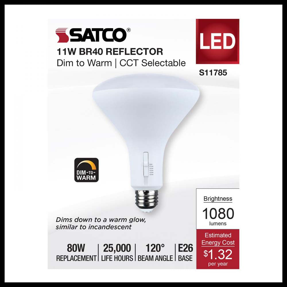 11w BR40 LED Reflector Bulb CCT Selectable Warm White to Natural Light 120v