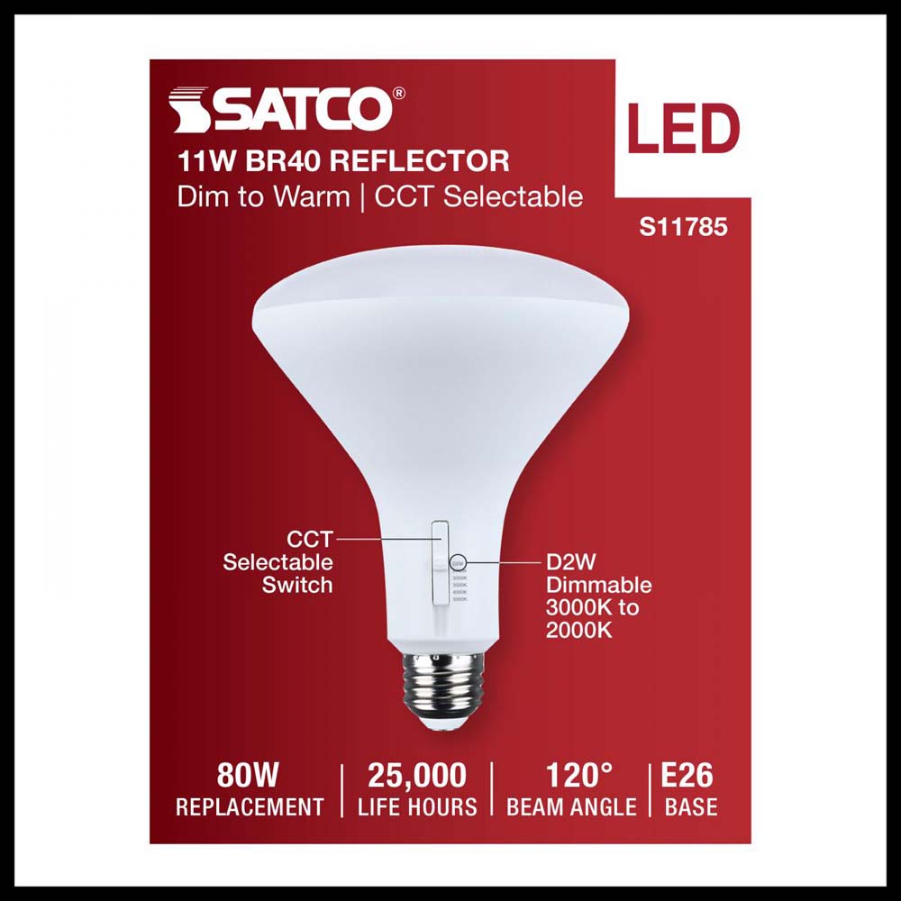 11w BR40 LED Reflector Bulb CCT Selectable Warm White to Natural Light 120v
