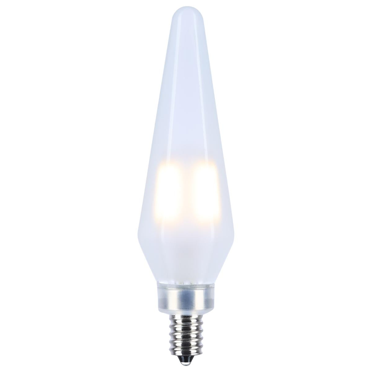 2Pk - Satco 2w Prismatic HX11 LED 2700K CCT E12 Candelabra Base Frosted Finish