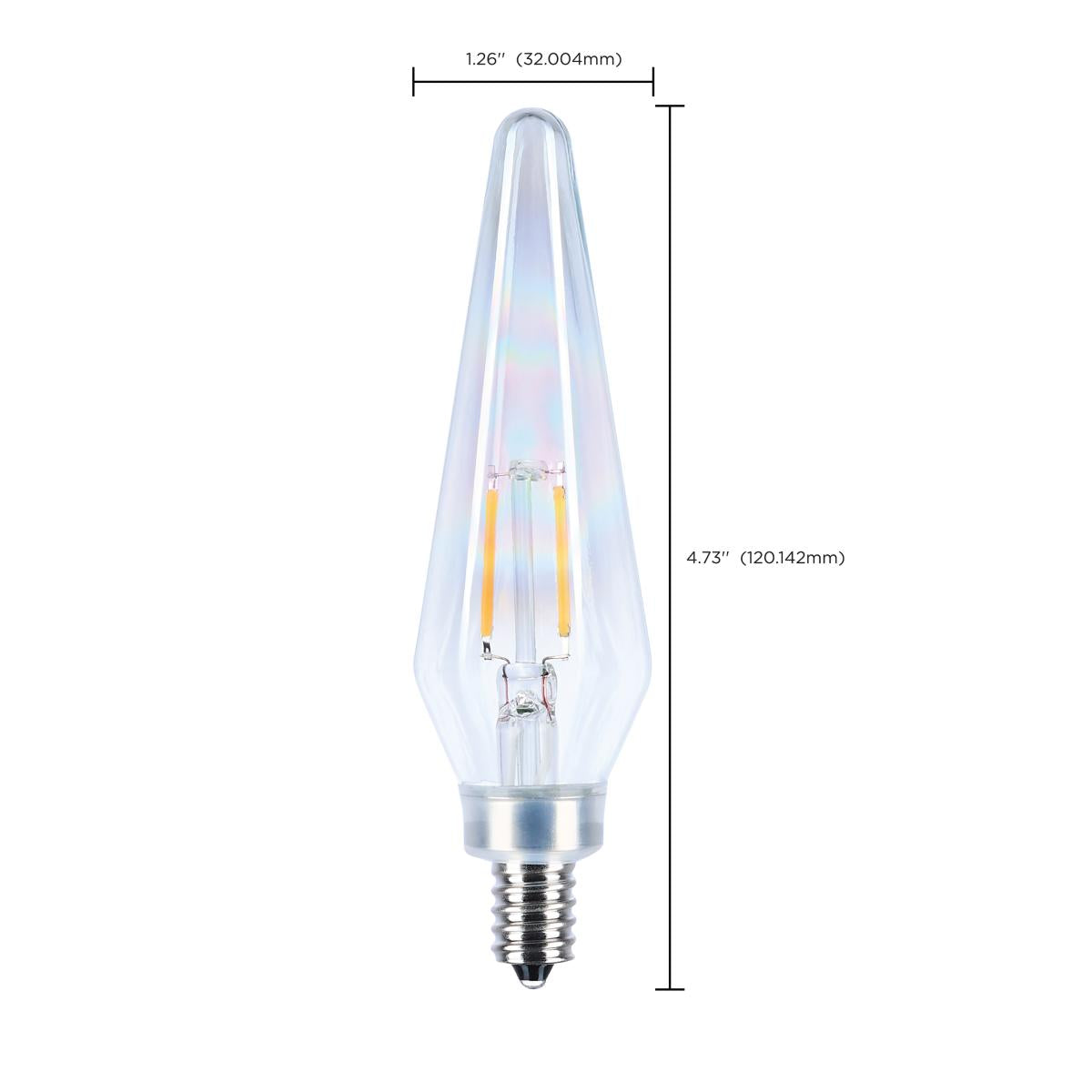 2Pk - Satco 2w Prismatic HX11 LED 2700K CCT E12 Candelabra Base Frosted Finish
