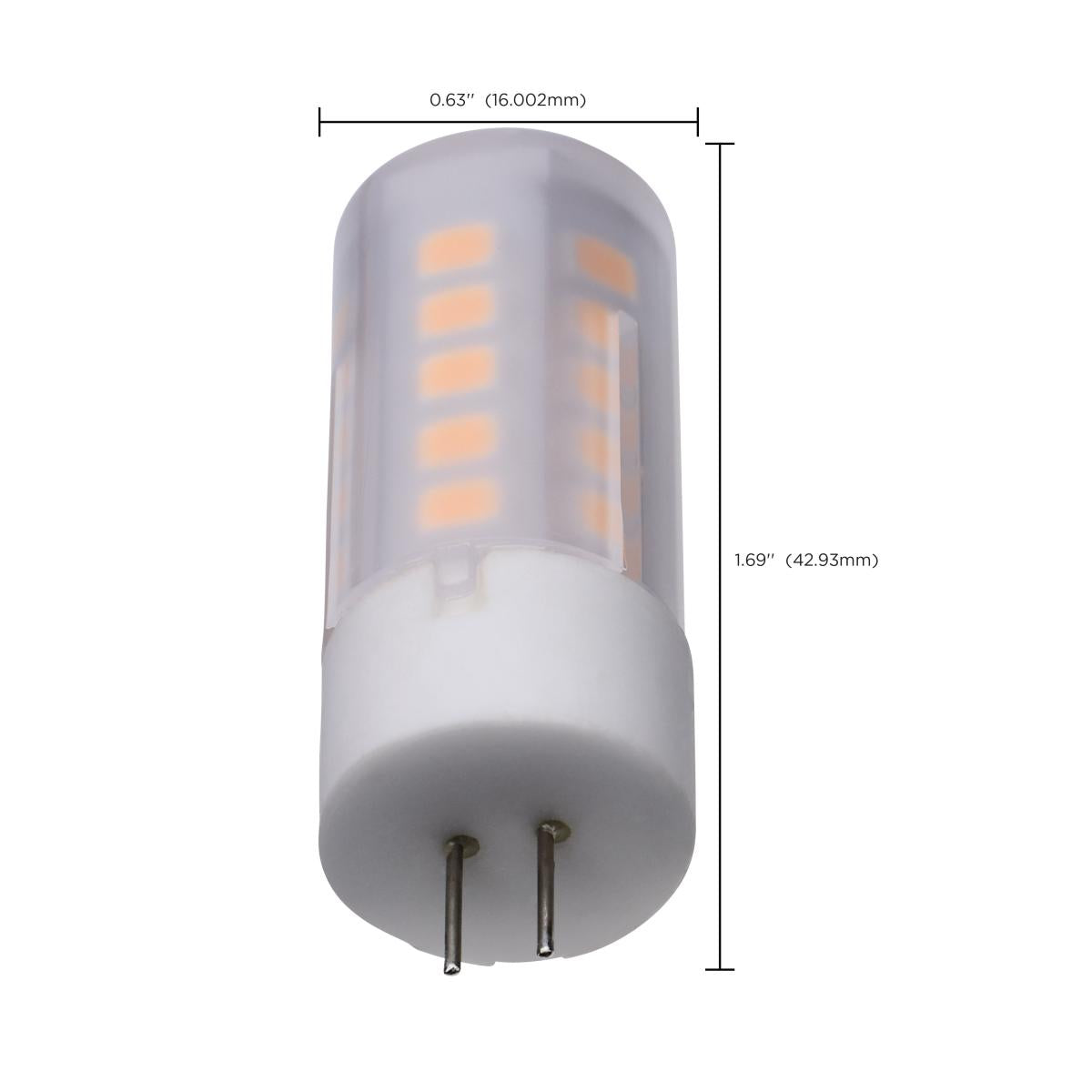 Satco 3w T5 LED12v Bi Pin G4 Base 3000K Frosted Finish Bulb