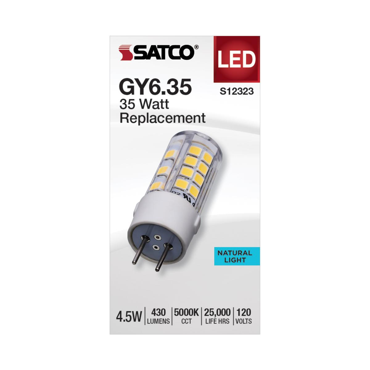 Satco 4.5w T6 LED 120v GY6.35 Base 5000k Clear Finish Bulb