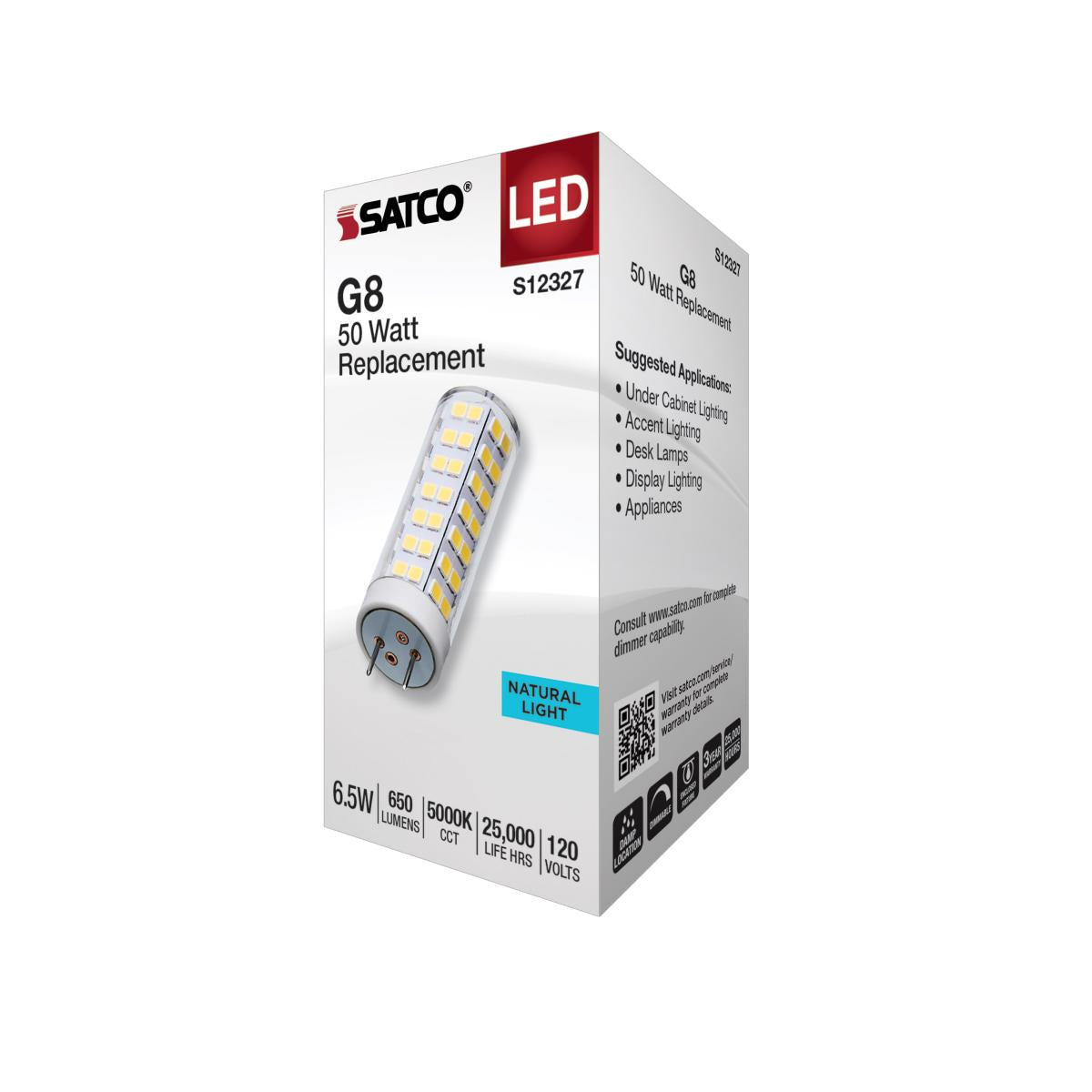 Satco 6.5w T6 LED 120v G8 Base 5000k Clear Finish Bulb