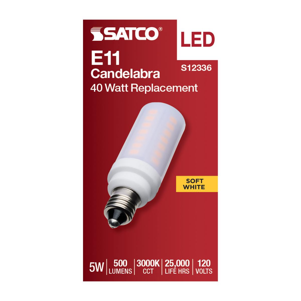 Satco 5w T6 LED 120v E11 Base 3000k Frosted Finish Bulb