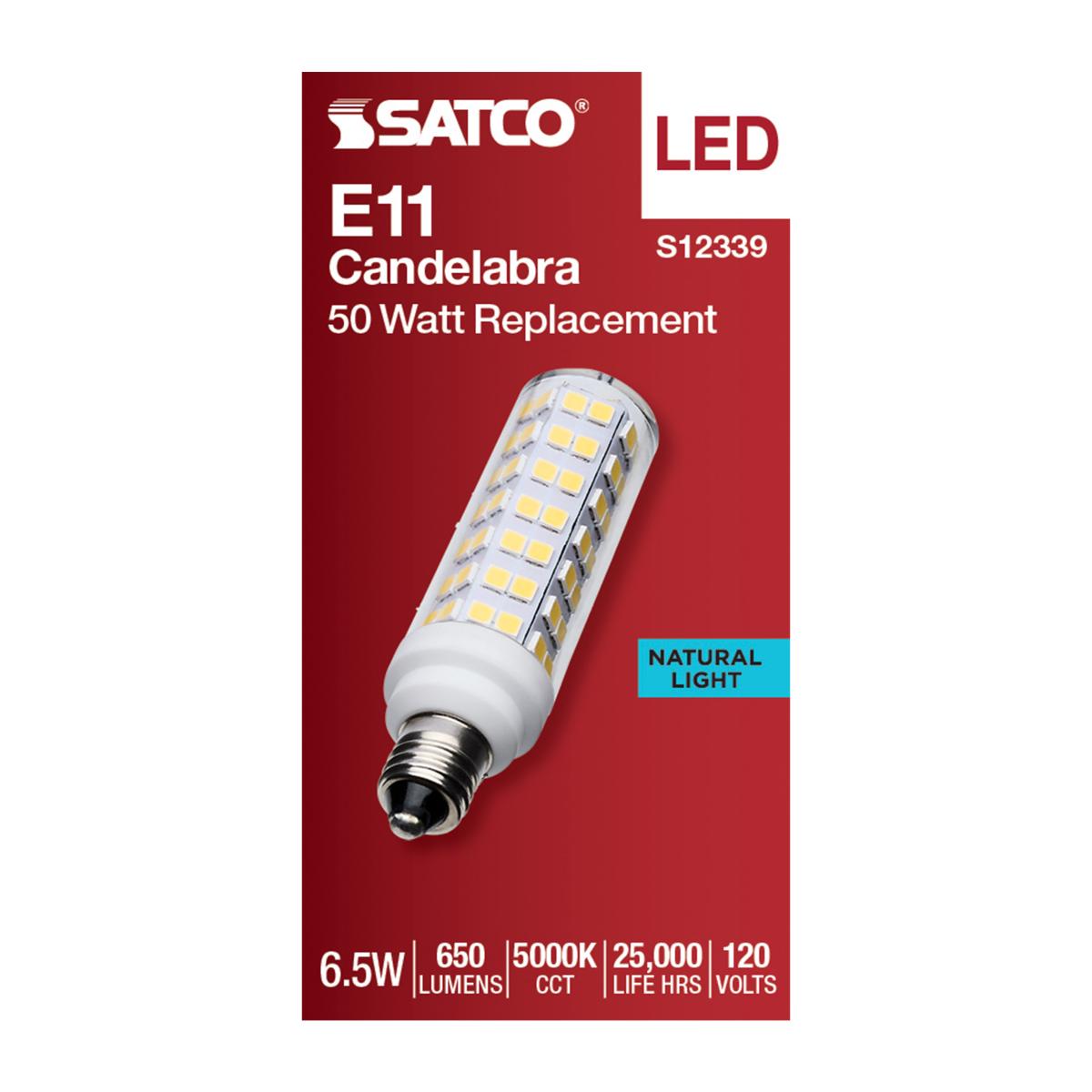 Satco 6.5w T6 LED 120v E11 Base 5000k Clear Finish Bulb