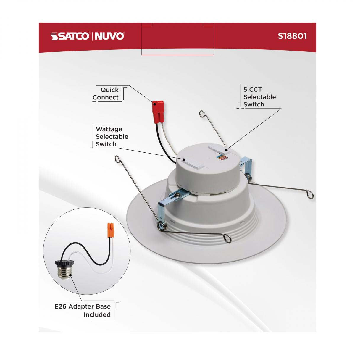5-6-in LED Retrofit Downlight Wattage Lumens & CCT Selectable Round White Finish