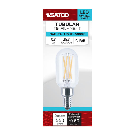 Satco 5w T9 LED 5000K CCT Candelabra Base 120v Bulb