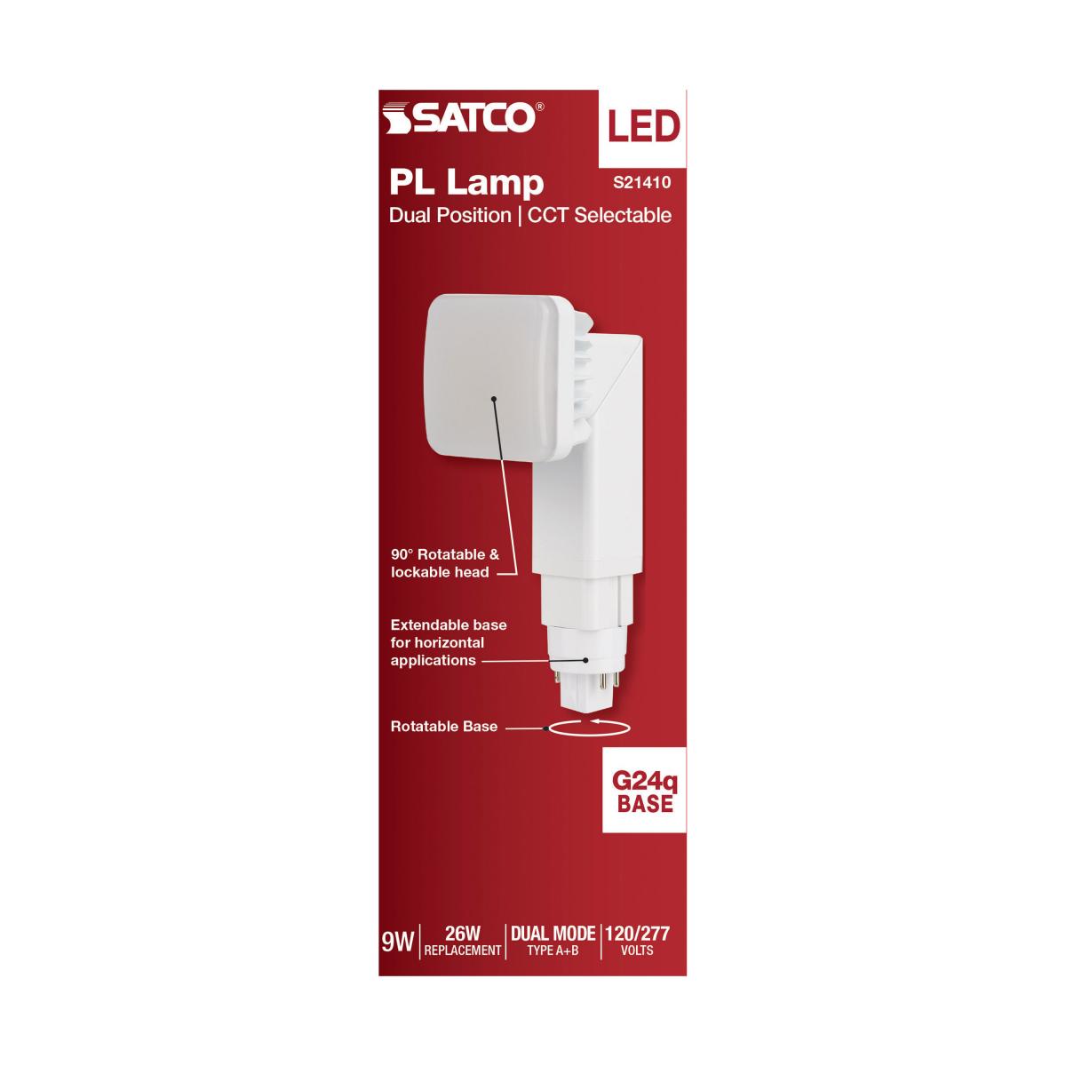 Satco 9w PL 4-Pin LED 1100Lm G24q Base 120-277v CCT Selectable White Finish Bulb