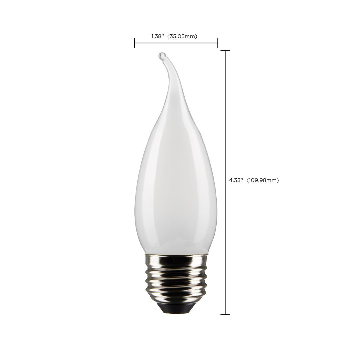 2Pk - Satco 4w CA10 LED E26 Medium Base 5000K 120v Frosted Finish Bulb