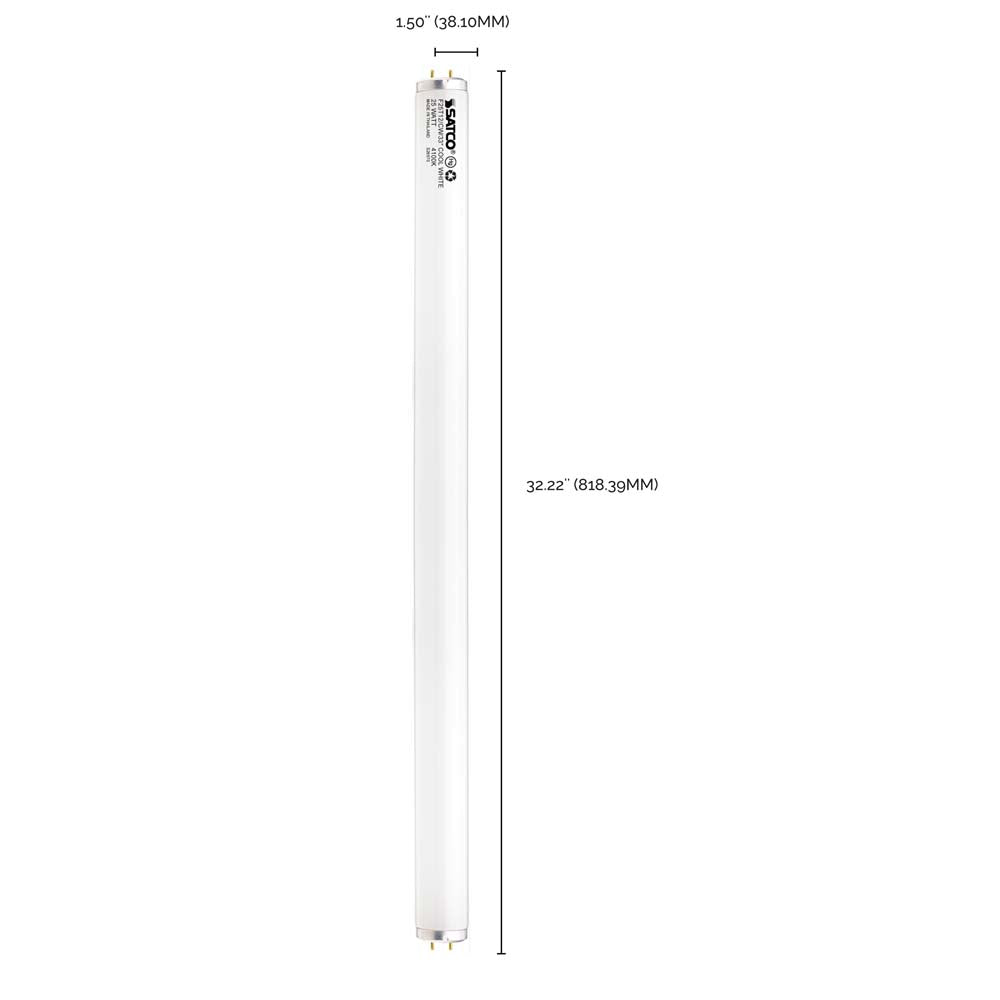 30PK - Satco 25w 33-in T12 Medium Bi-pin G13 Base Fluorescent Tube