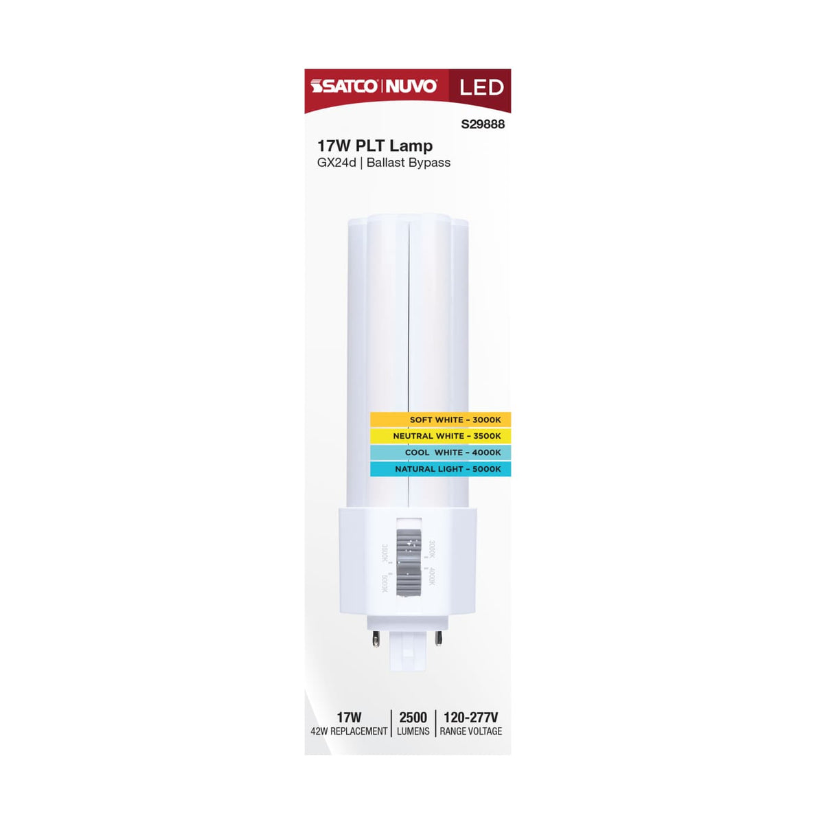 Satco 17w PLT LED CCT Selectable Gx24d Base Omni Type B 120-277v Bulb